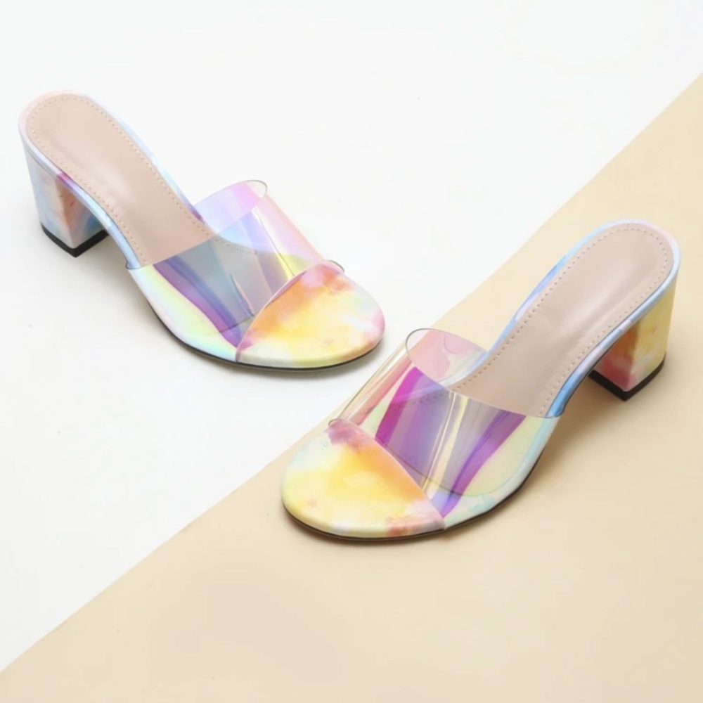 Shein iridescent holographic heels size 39 size 8